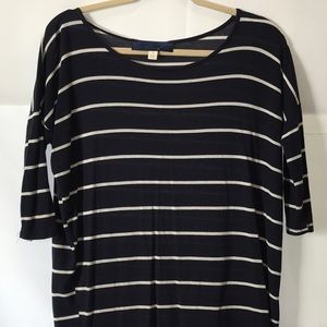 Navy blue and white stripe top
